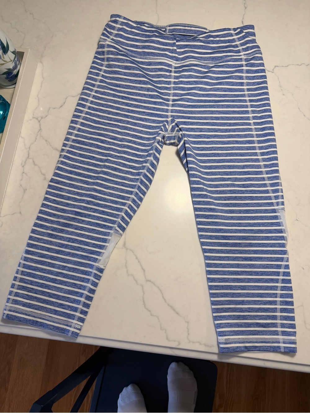 Tommy Hilfiger Blue and White Striped Leggings